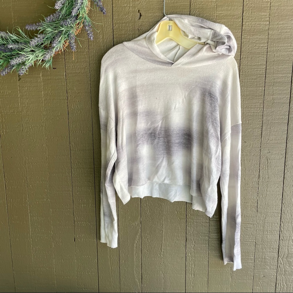 Grey and White Hooded Crop Top
